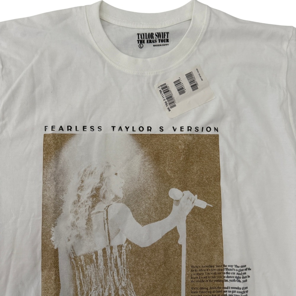 Taylor Swift The Eras Tour Fearless Version White T Shirt Large Swifties